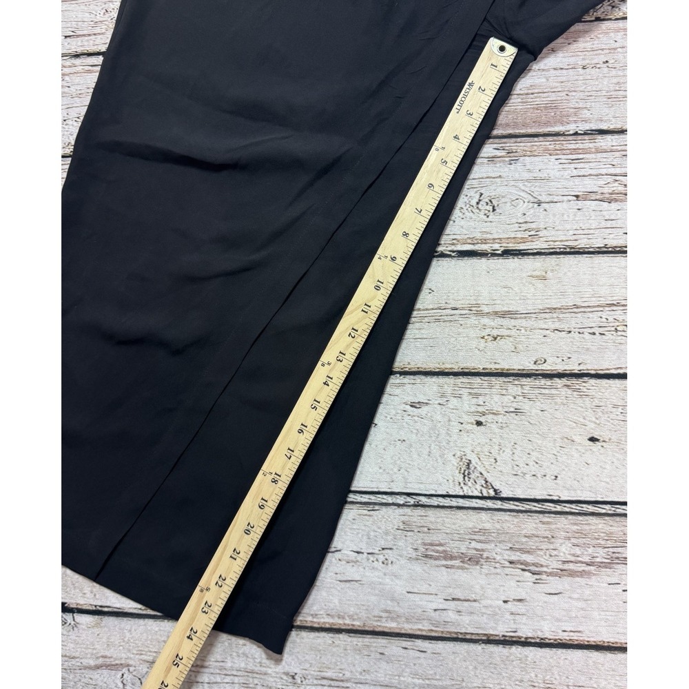 Eileen Fisher XL Wrap Front Black 100% Silk Crepe Wide Leg Cropped Pull On Pants - Picture 2 of 6
